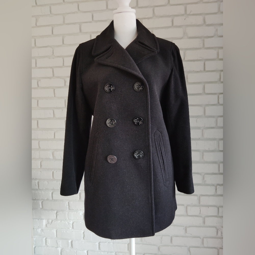 Ralph Lauren Wool & Cashmere Peacoat In Charcoal, sz 6P